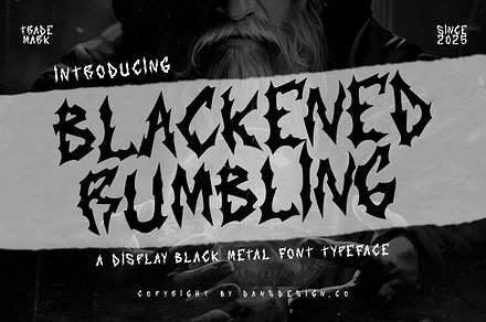Blackened Rumbling Black Metal Rough, a Blackletter Font by dansdesign