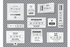 Realistic laundry labels and fabric, an Object Illustration by Vector Tradition
