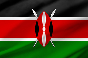Kenya flag background with waving fabric texture