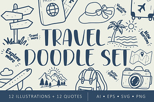 Travel Doodle Quote Set