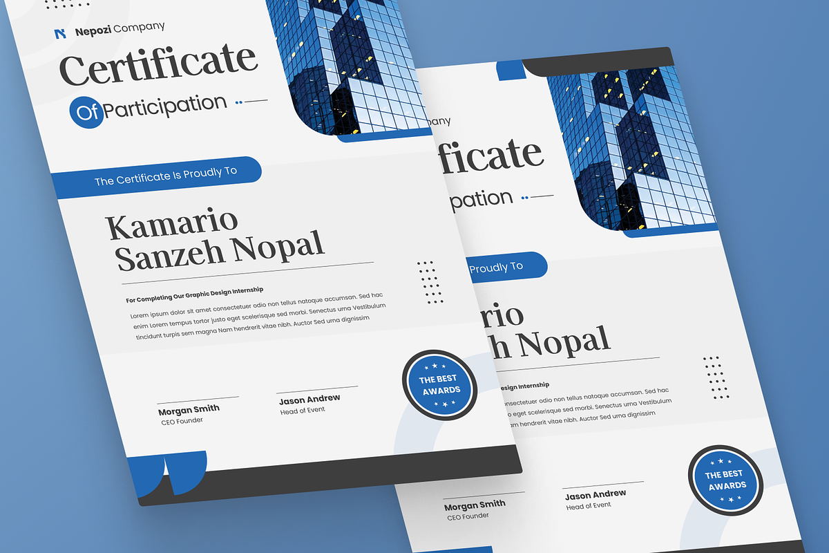 Modern Internship Certificate, a Stationery Template by MMPixelCraft (Photo 2 of 5)