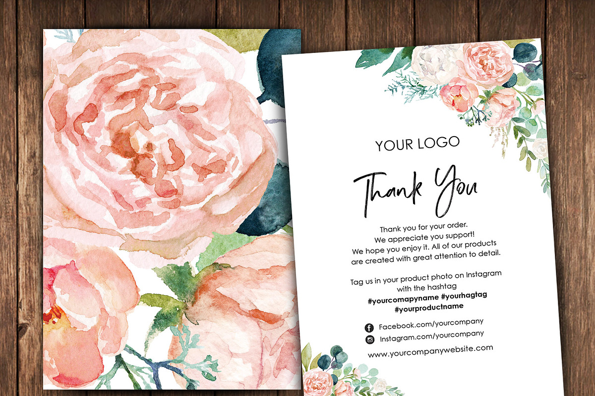 Watercolour Thank You Card ID12, a Card Template by AIW SOLUTIONS (Photo 1 of 3)