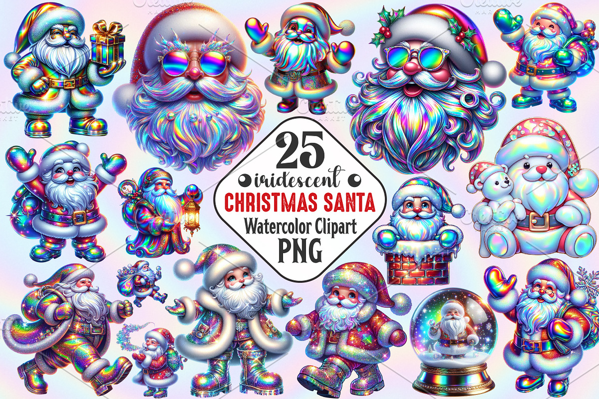 Iridescent Christmas Santa Clipart, an Illustration by RobertsArt (Photo 1 of 7)