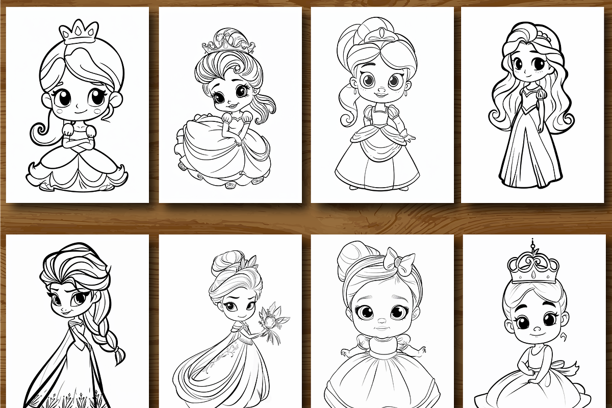 Princess Coloring Pages for Kids, an Illustration by Design Zone (Photo 5 of 7)
