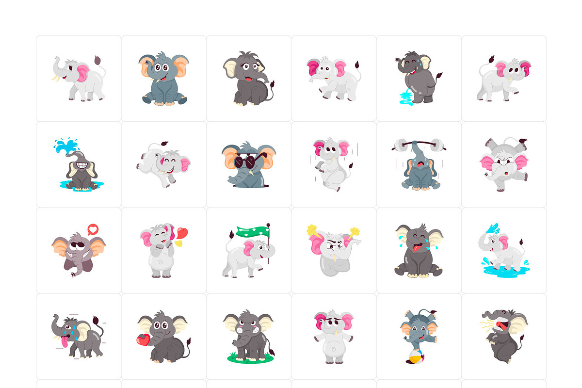 Elephant Cartoon Stickers, an Emoji Icon by Vectors Market (Photo 5 of 6)