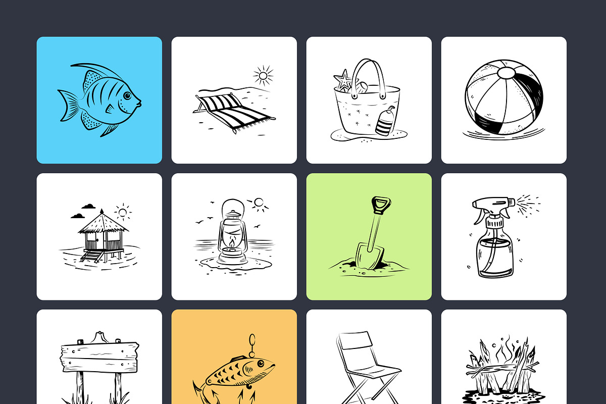 Tropical, Beach, and Ocean Doodles, an Outline Icon by Brickclay (Photo 6 of 9)