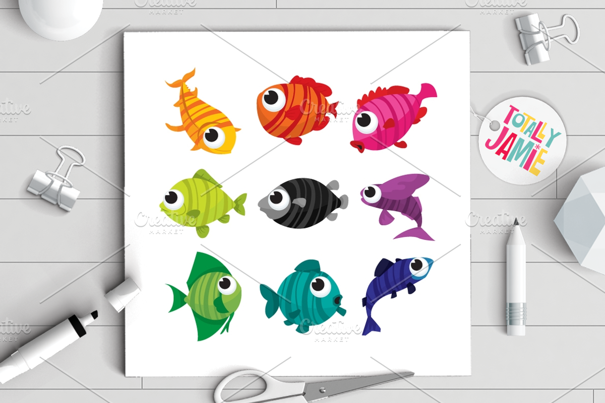Rainbow Colored Stripey Fishes, an Animal Illustration by totallyjamie