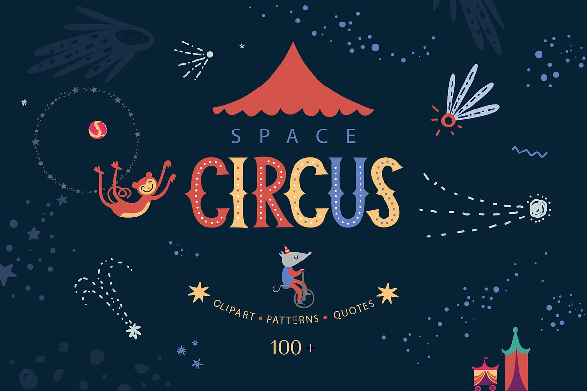 Space circus. Graphic set, an Animal Illustration by Maru_art (Photo 1 of 13)