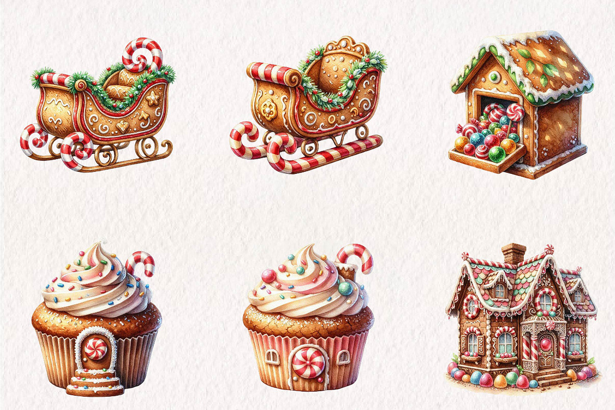Gingerbread Land Watercolor, a Seasonal Illustration by CreationArt (Photo 3 of 7)