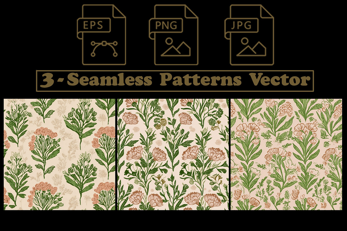 Quaint Wildflower Folk Art Patterns, a Pattern Graphic by one-touch (Photo 2 of 9)