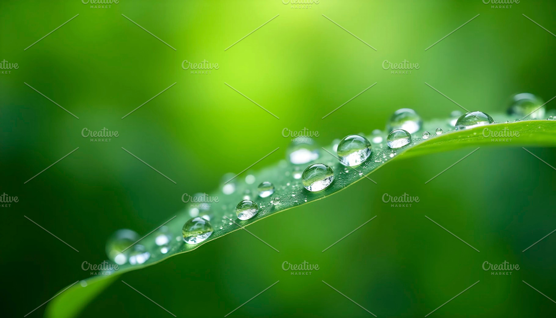 Macro Water Droplets on Bright Green, a Photo by LOGOCREATIVE