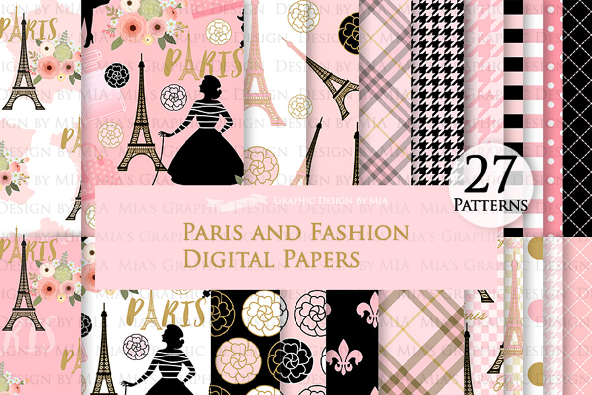 Paris Fashion Clipart+Pattern set, an Illustration by Mia's Graphic Design (Photo 7 of 10)