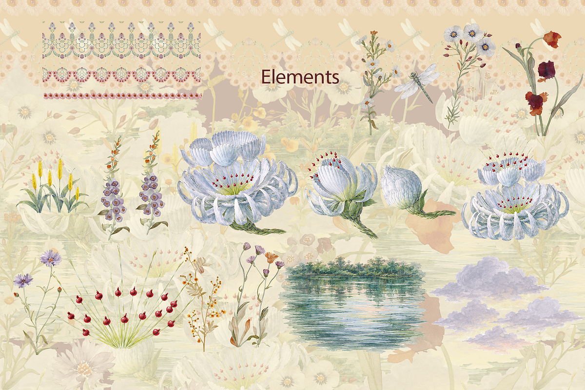The Garden Frieze, a Pattern Graphic by rumacorakstudio (Photo 3 of 6)