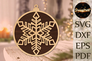 Geometric Snowflake Christmas SVG, an Object Graphic by DreamPrint404
