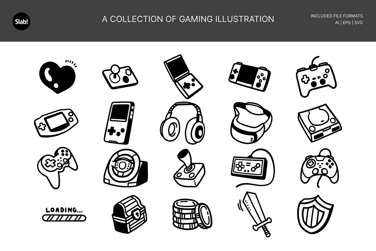 20 Gaming Hand Drawn Illustrations, an Object Illustration by SLAB! Design (Photo 2 of 3)