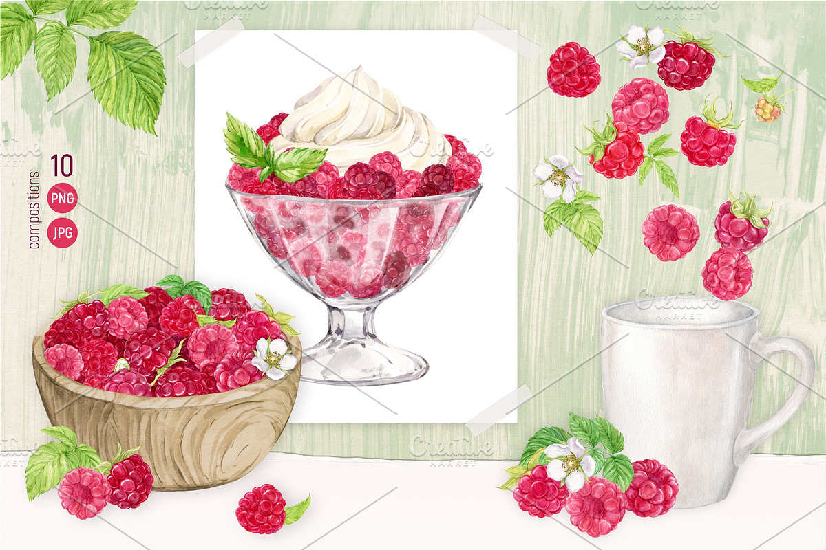 Garden Raspberry. Watercolor set, an Illustration by Tata Pilip (Photo 4 of 10)