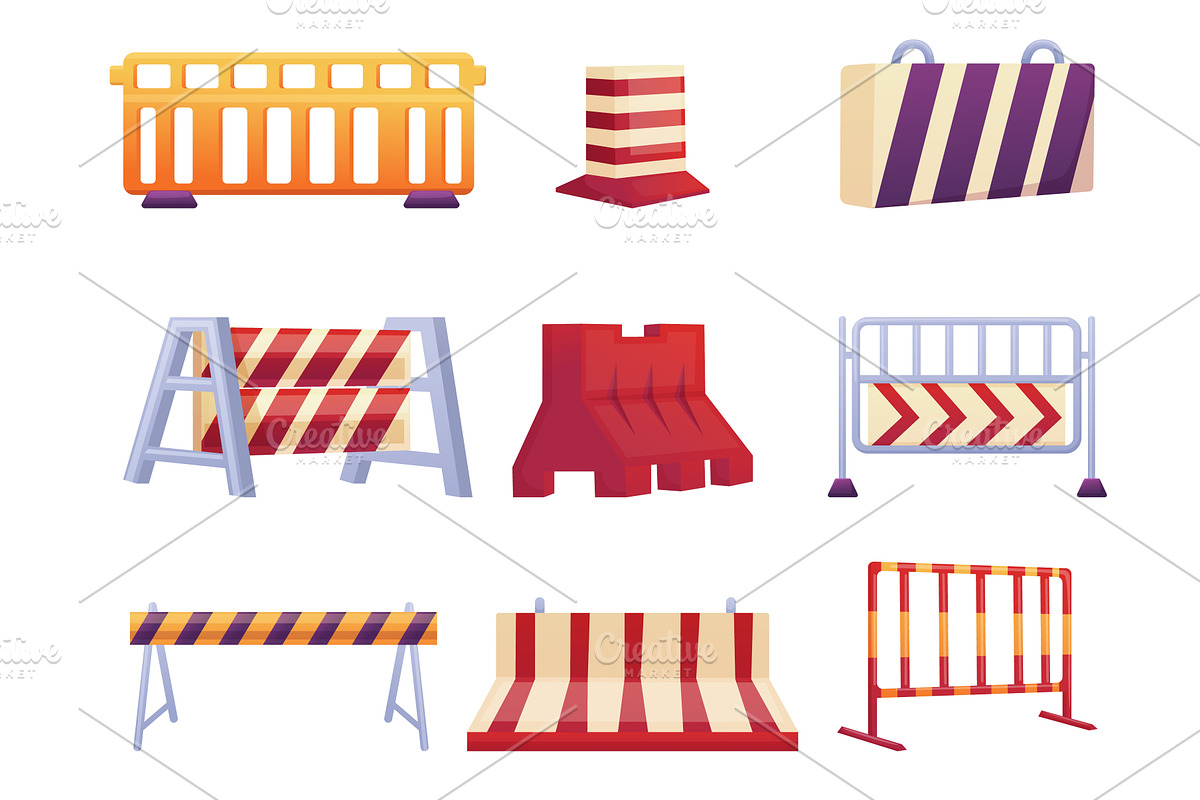 Road repair barriers. Stone metal, an Illustration by LadadikArt