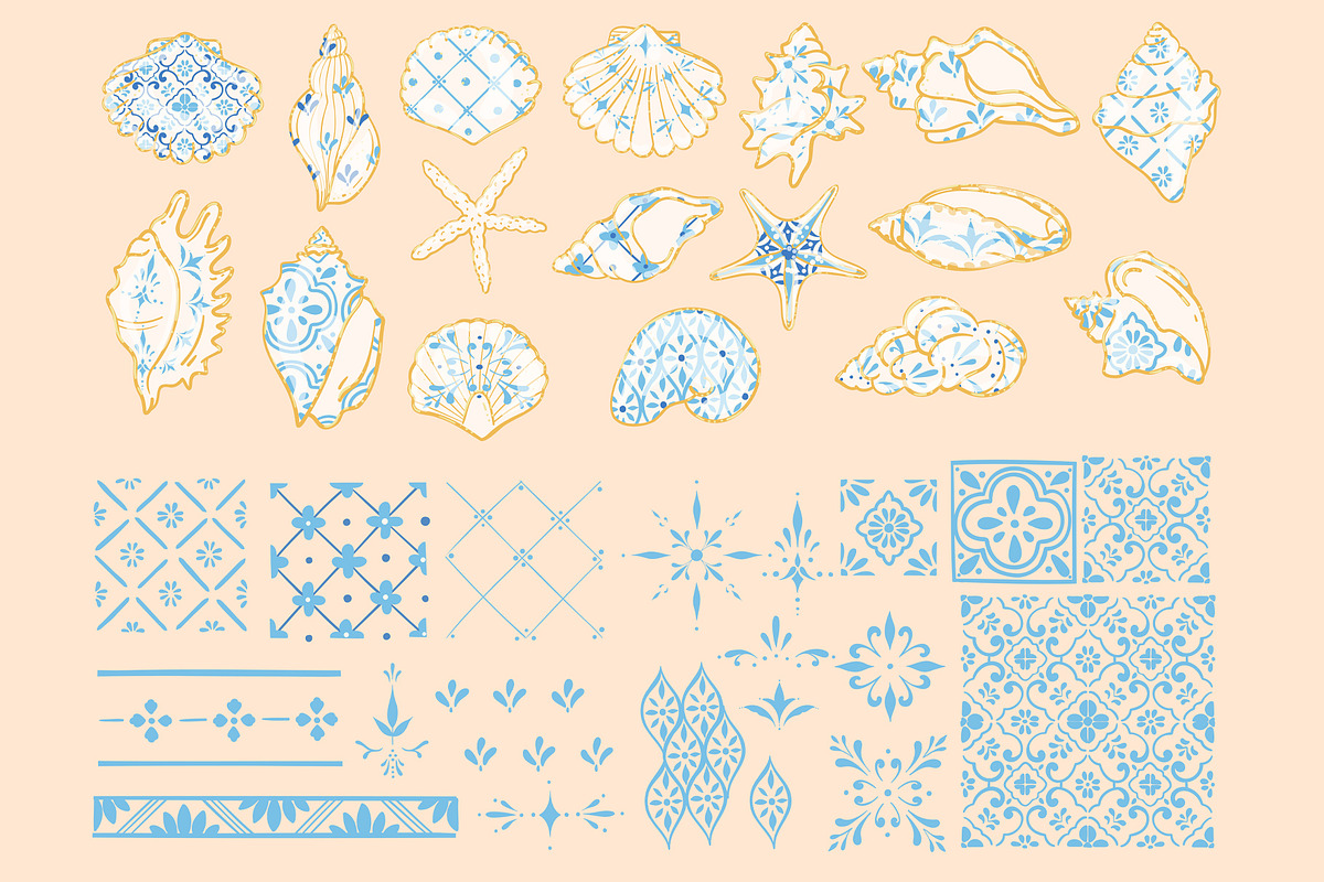 Azulejo Portuguese Shells, a Pattern Graphic by Carpet Tapete Pretzel (Photo 3 of 24)