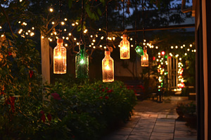 Charming Christmas lights illuminate, a Photo by Iftikhar Alam