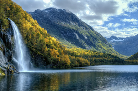 Majestic mountain waterfall cascadin, a Photo by Iftikhar Alam