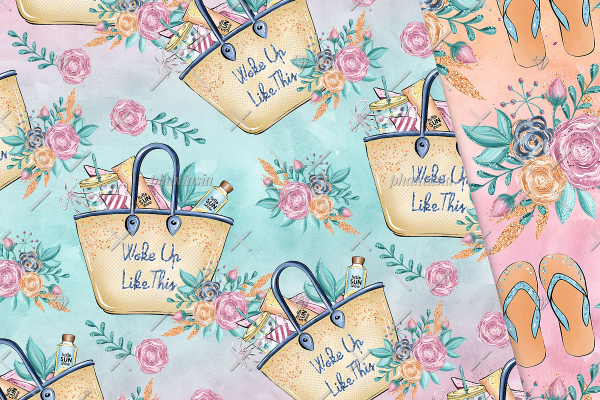 Poolside Digital Papers, a Pattern Graphic by Phantasia Design (Photo 2 of 7)