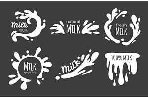 Milk splash label vector set with, a Food Illustration by art PVP - market