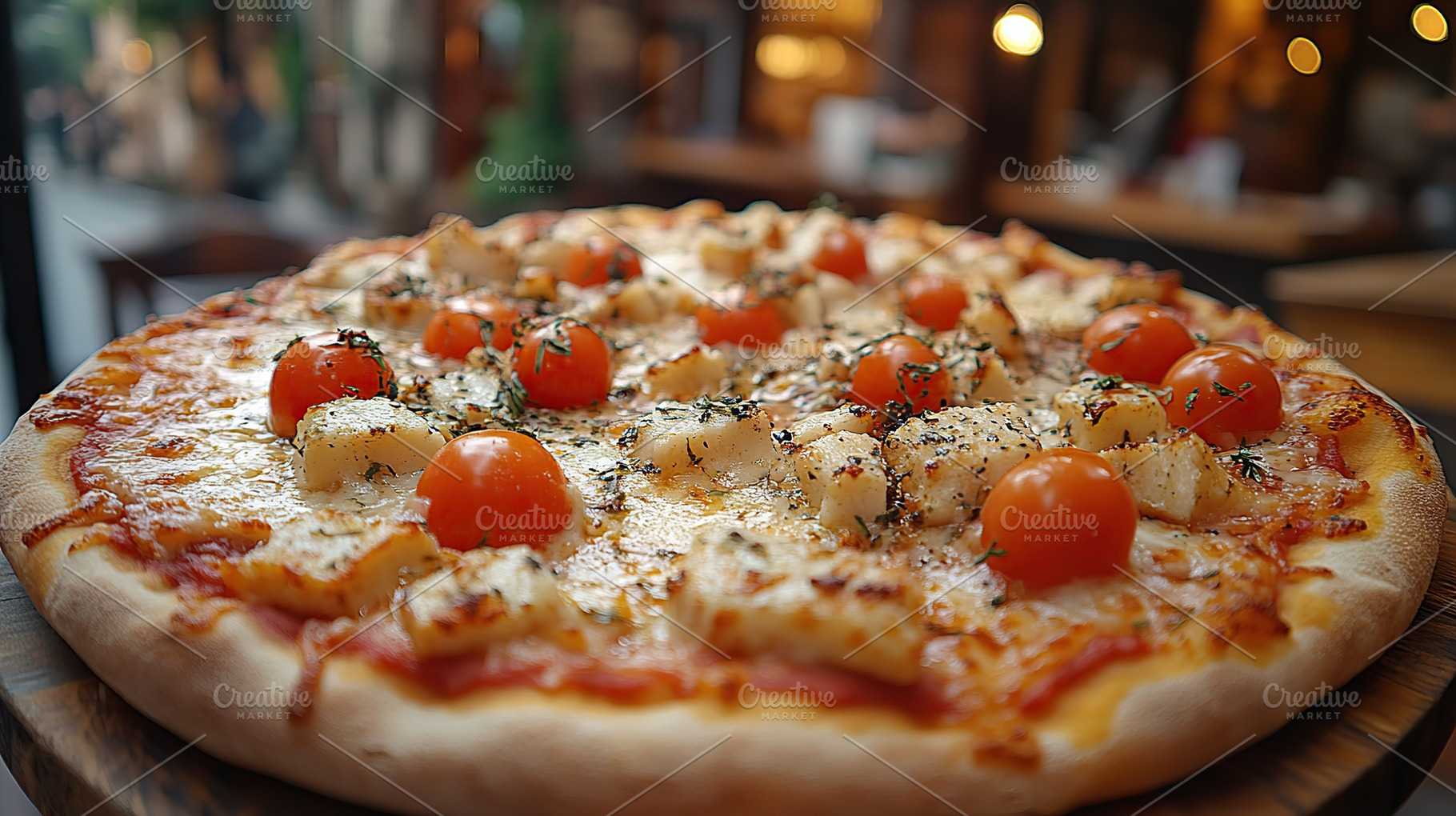 Fresh homemade pizza with cheese and meat, a Food & Drink Photo by AlyaAnd