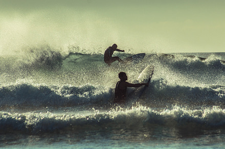 Surfers stock photo containing bather and beach