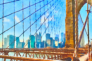 NYC Skyline from the Brooklyn Bridge, an Architecture Photo by Wild Wanderer Photography
