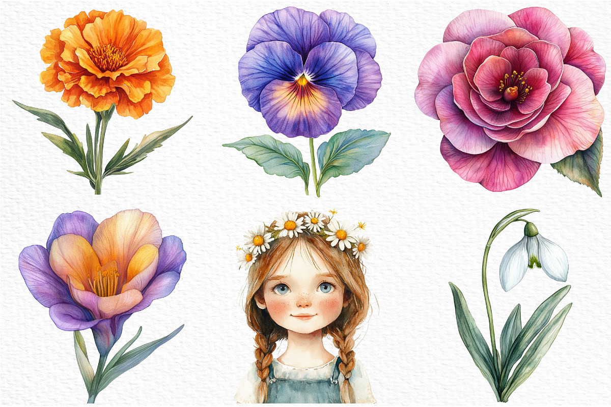 Whimsical Flowers Clipart Bundle, an Illustration by Craft Nest (Photo 3 of 6)