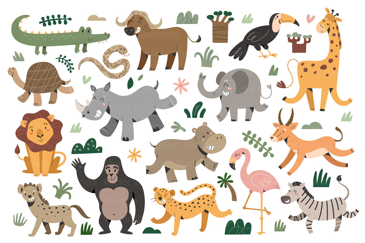 African animals cartoon illustration, an Animal Illustration by Fave Brush (Photo 2 of 4)