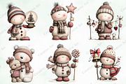 Watercolor Christmas Snowman Clipart, an Illustration by Creative Art (Thumbnail 4 of 10)