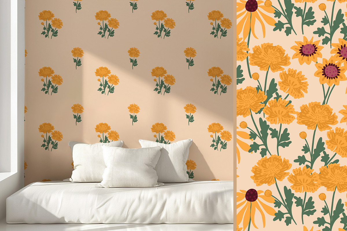 Garden Flowers patterns & clipart, a Pattern Graphic by Carpet Tapete Pretzel (Photo 8 of 15)