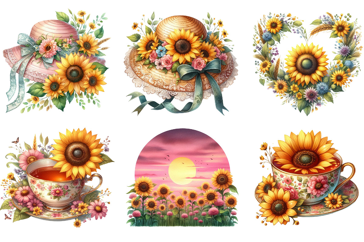 Sunflower Mother's Day Clipart, a Seasonal Illustration by DreamArtGraphic (Photo 4 of 4)