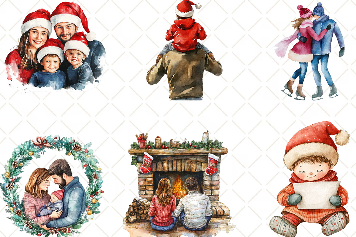 Christmas Family Clipart, an Illustration by Black Bird Studio (Photo 5 of 6)