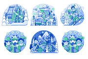 Skiing Resort Web Illustrations, a Sport Illustration by Alex Krugli (Thumbnail 3 of 15)