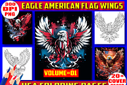 American Flag Coloring pages Vol 01, an Animal Illustration by Coco Bloom (Thumbnail 1 of 4)