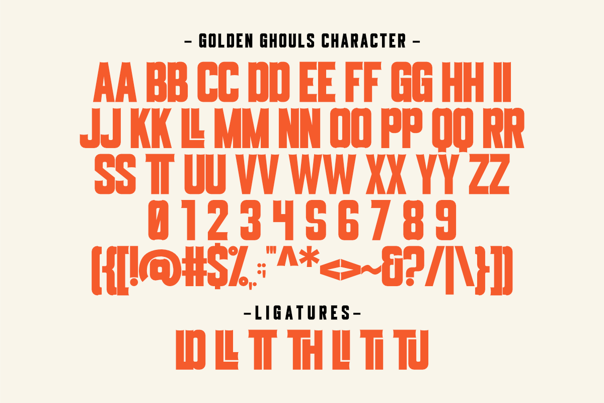 Golden Ghouls - Display Font, a Sans Serif Font by Pian45 Studio (Photo 2 of 8)