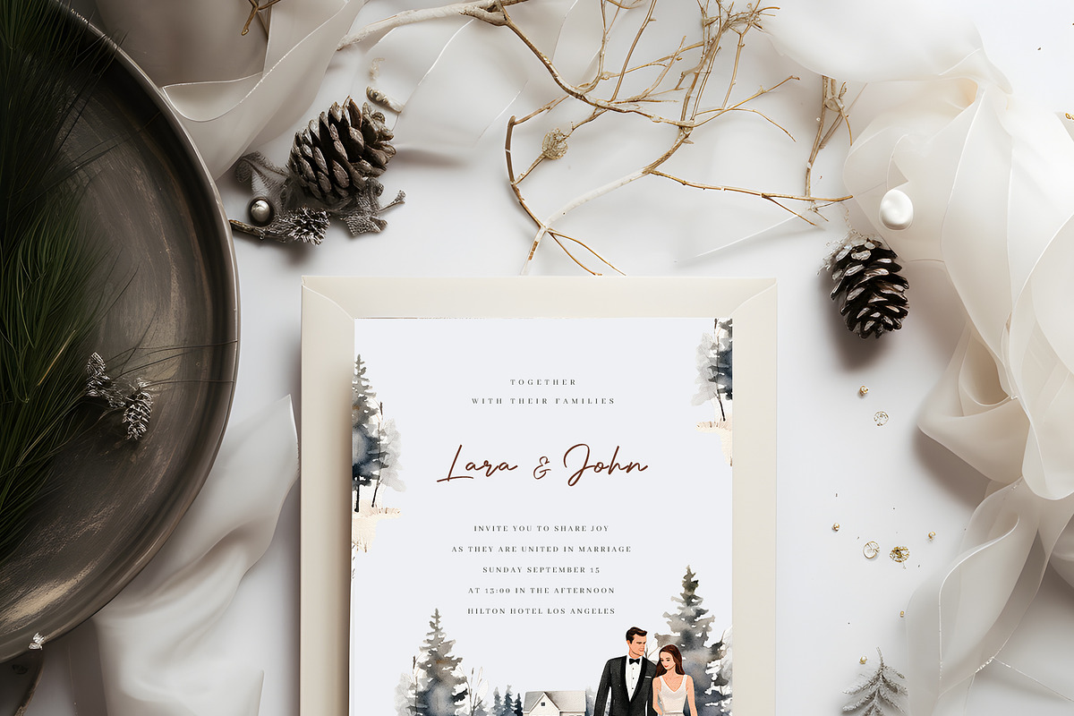Watercolor winter wedding venue, an Object Illustration by MariGraphic boutique (Photo 8 of 9)
