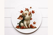 Whimsical Autumn pig Clipart, a Seasonal Illustration by Designworld (Thumbnail 9 of 9)
