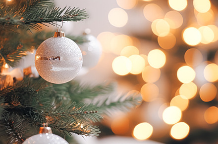 White Christmas tree decoration for the English country cottage,, a Holiday Photo by Anneleven