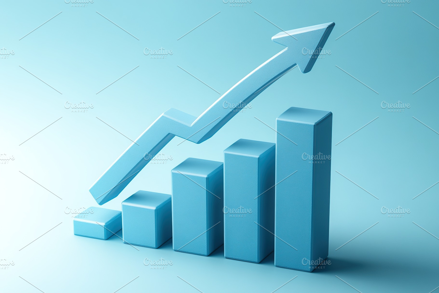 Arrow pointing upwards with growing bars, a Business Photo by AlyaAnd