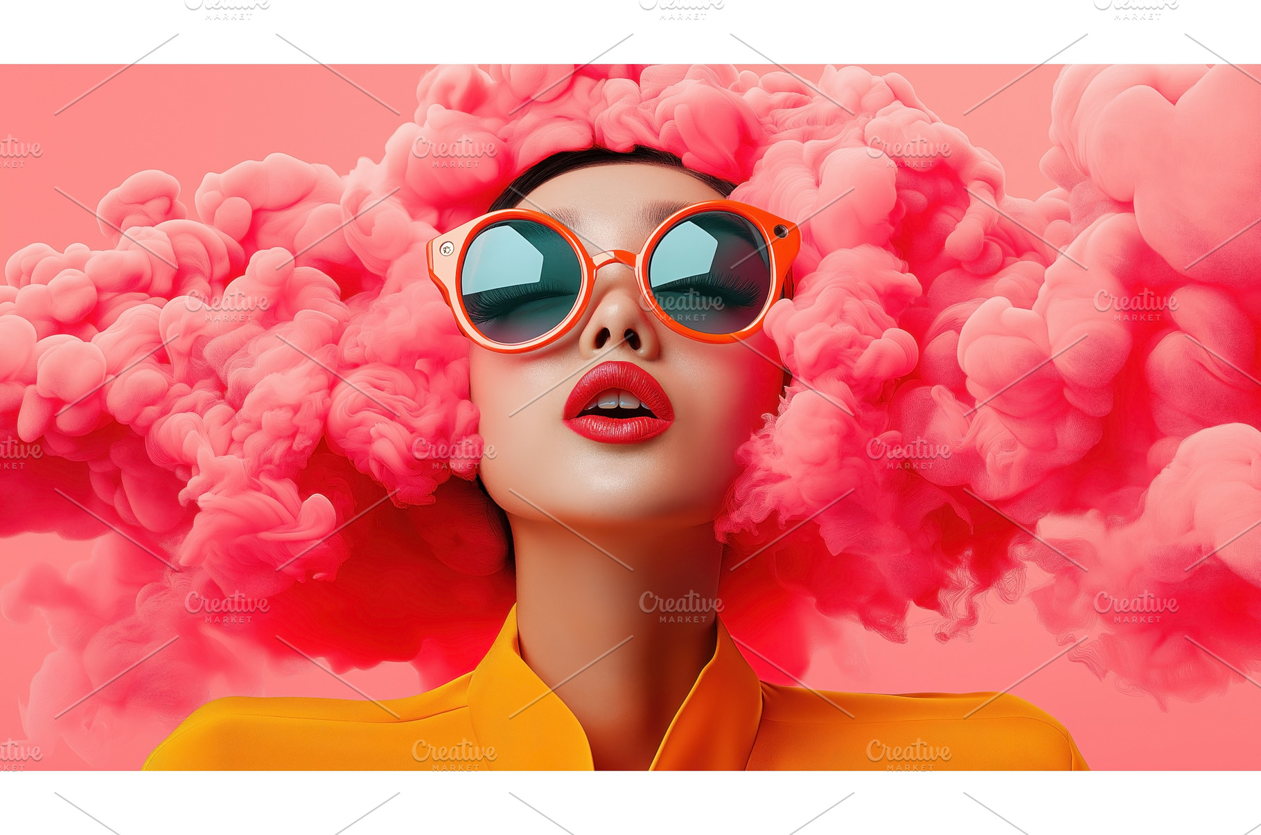 A stylish Asian woman wearing orange, a Beauty & Fashion Photo by Sergey Kotenev