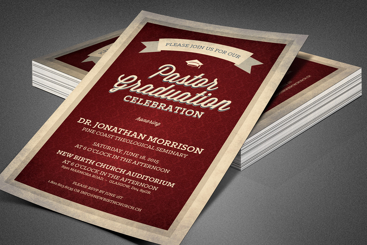 Pastor Graduation Celebration Flyer, a Flyer Template by loswl (Photo 1 of 6)