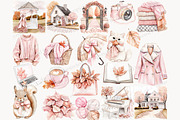 Pink Autumn Clipart, a Seasonal Illustration by GlamArtZhanna (Thumbnail 4 of 8)
