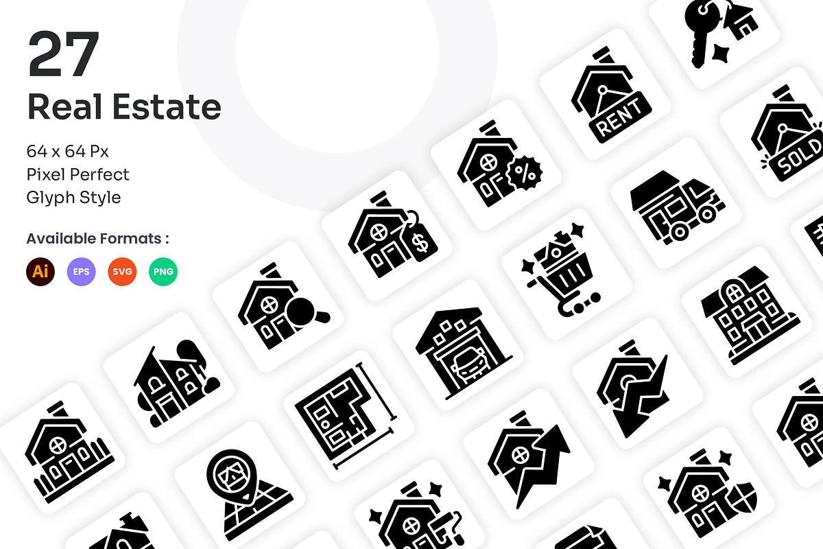 Real Estate Icons Set - Glyph, a Solid Icon by Kmg Design (Photo 1 of 2)