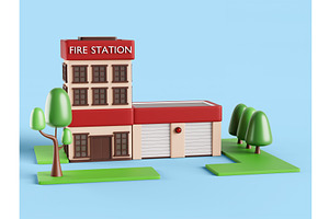 Fire station 3d building exterior, an Architecture 3D Model by Marozhkastudio