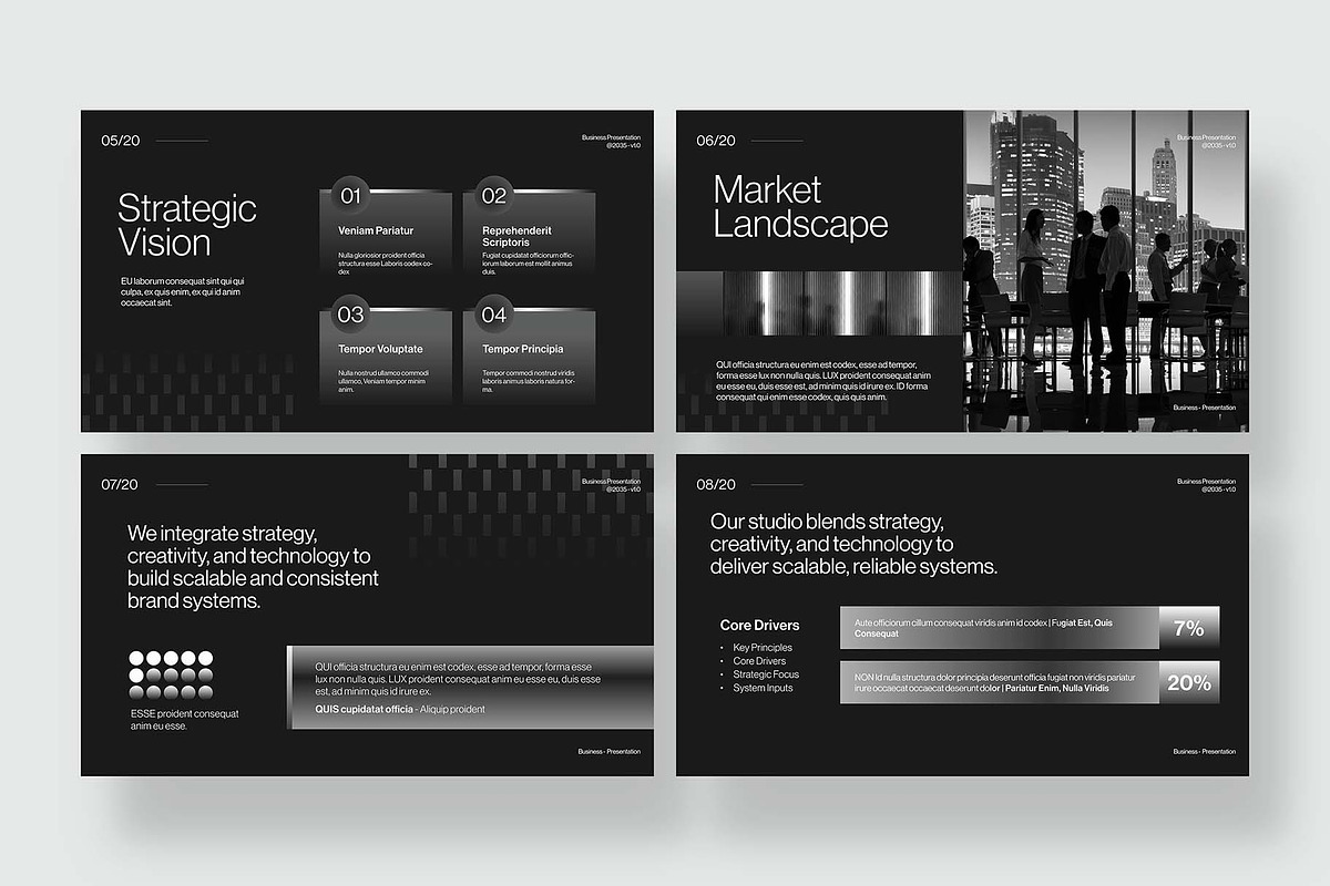 Dark Business Presentation Template, a Presentation Template by BrandPacks (Photo 3 of 7)