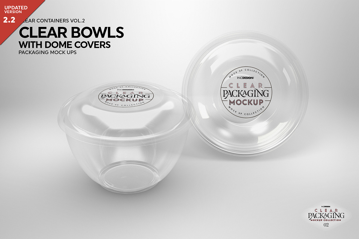 Clear Dome Bowls Packaging Mockup, a Cups & Container Mockup by INCDesign (Photo 1 of 6)