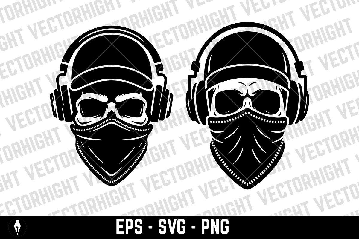 Skull in headphones vector., an Object Illustration by Vectorhight (Photo 3 of 4)